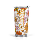 Personalised Retro Orange Flowers Stainless Steel 20oz Travel Mug Default Title Personalised 20oz Travel Mug Plants Printed Offshore Retro