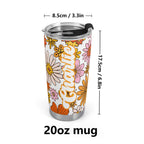 Personalised Retro Orange Flowers Stainless Steel 20oz Travel Mug Personalised 20oz Travel Mug Plants Printed Offshore Retro