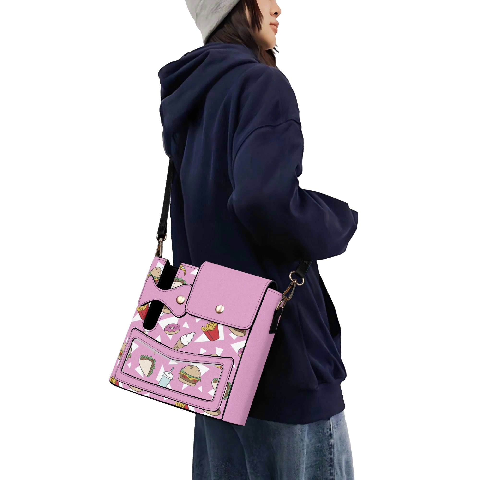 Fast Food Crossbody Water Bottle Storage Bag Water Bottle Storage Handbag Food Printed Offshore