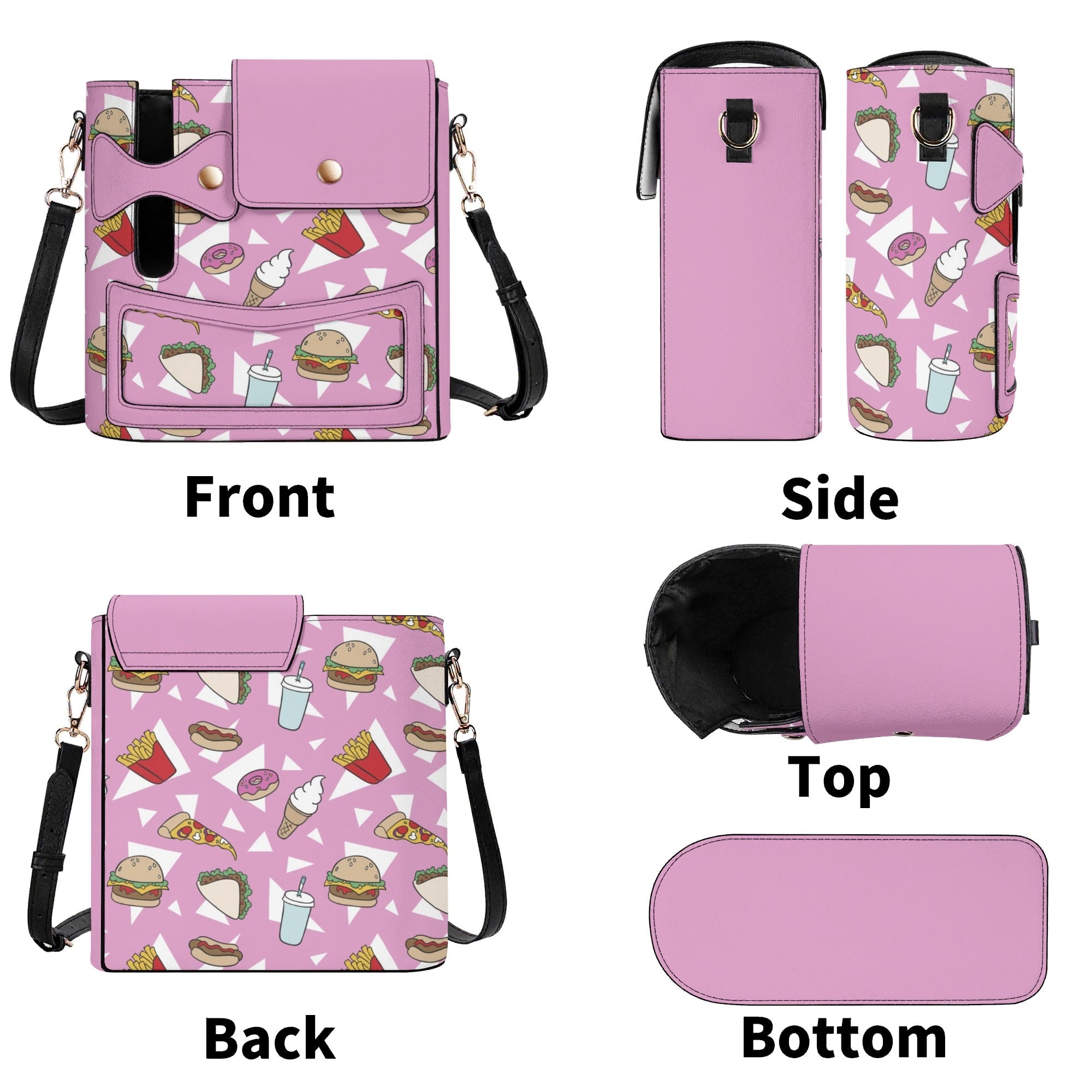 Fast Food Crossbody Water Bottle Storage Bag Water Bottle Storage Handbag Food Printed Offshore