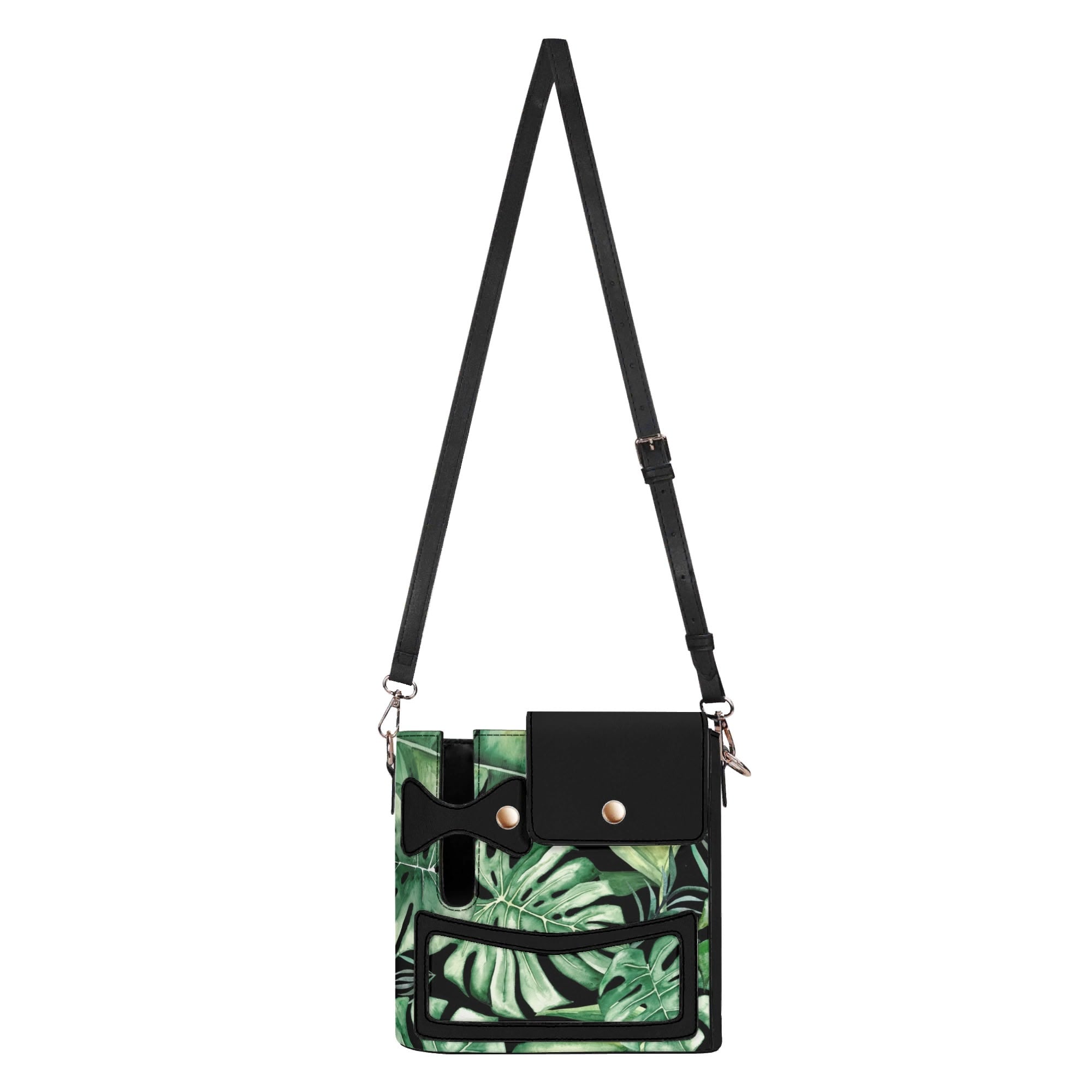 Jungle Leaves Crossbody Water Bottle Storage Bag Water Bottle Storage Handbag Plants Printed Offshore