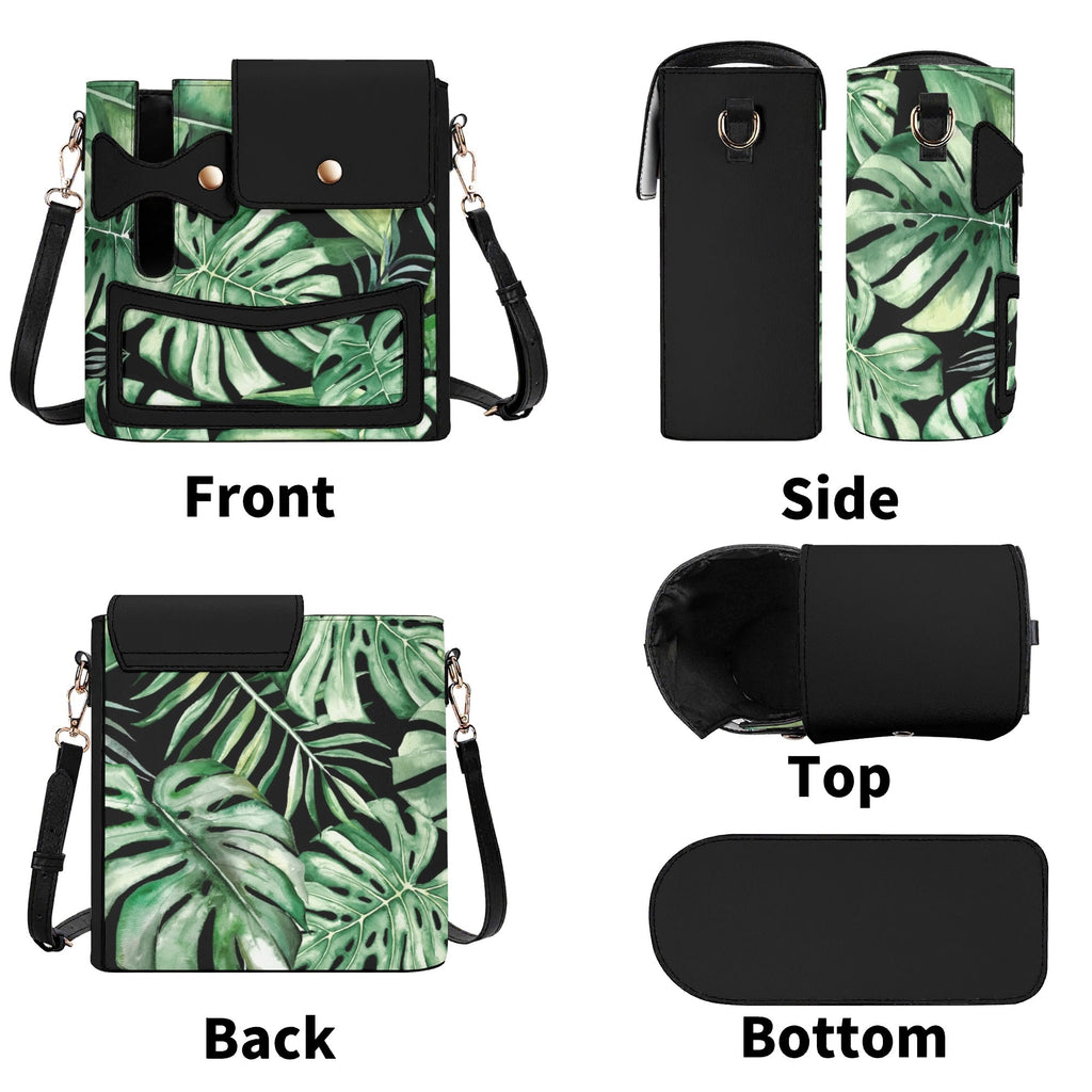 Jungle Leaves Crossbody Water Bottle Storage Bag Water Bottle Storage Handbag Plants Printed Offshore