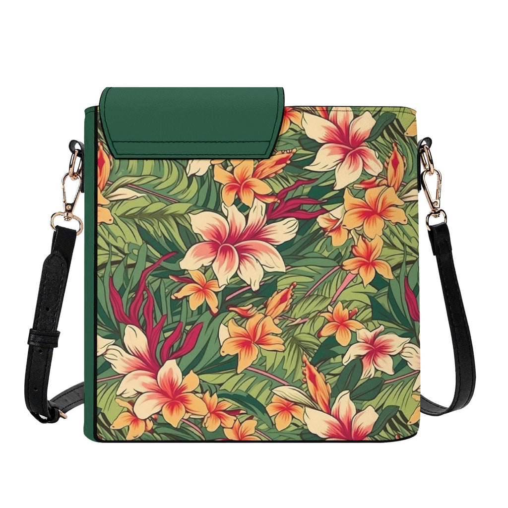 Vintage Hawaiian Floral Crossbody Water Bottle Storage Bag Water Bottle Storage Handbag Plants Printed Offshore