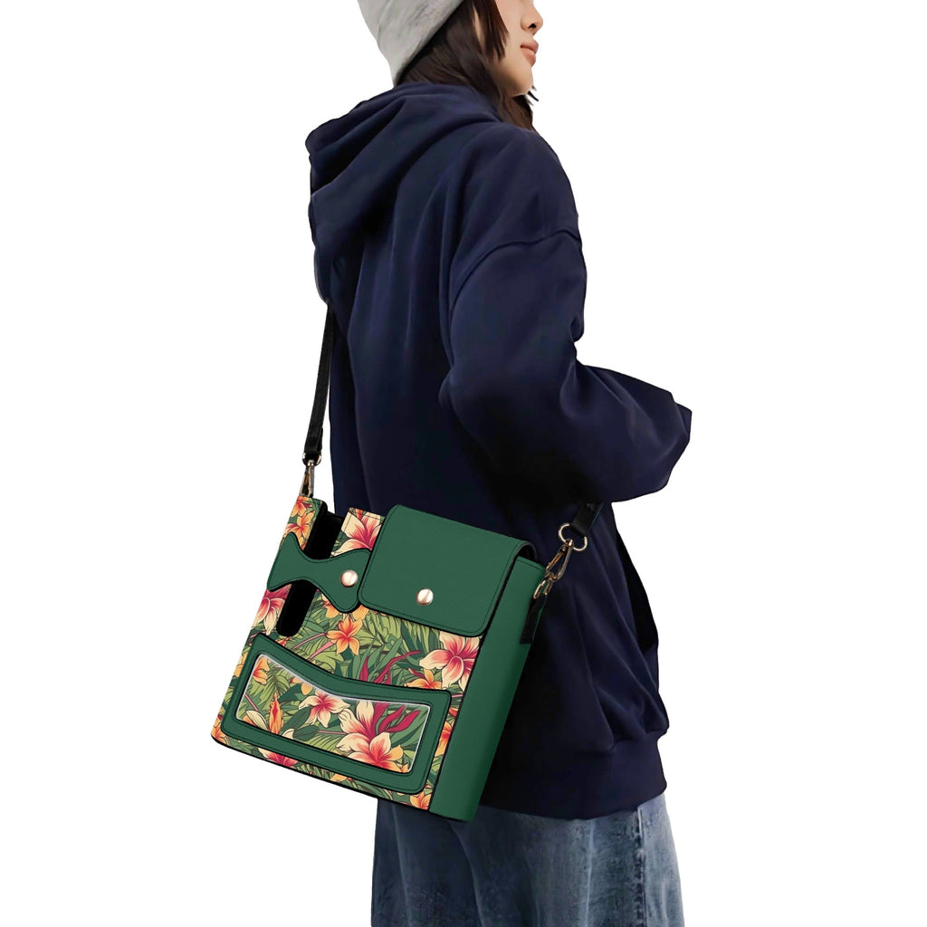 Vintage Hawaiian Floral Crossbody Water Bottle Storage Bag Water Bottle Storage Handbag Plants Printed Offshore