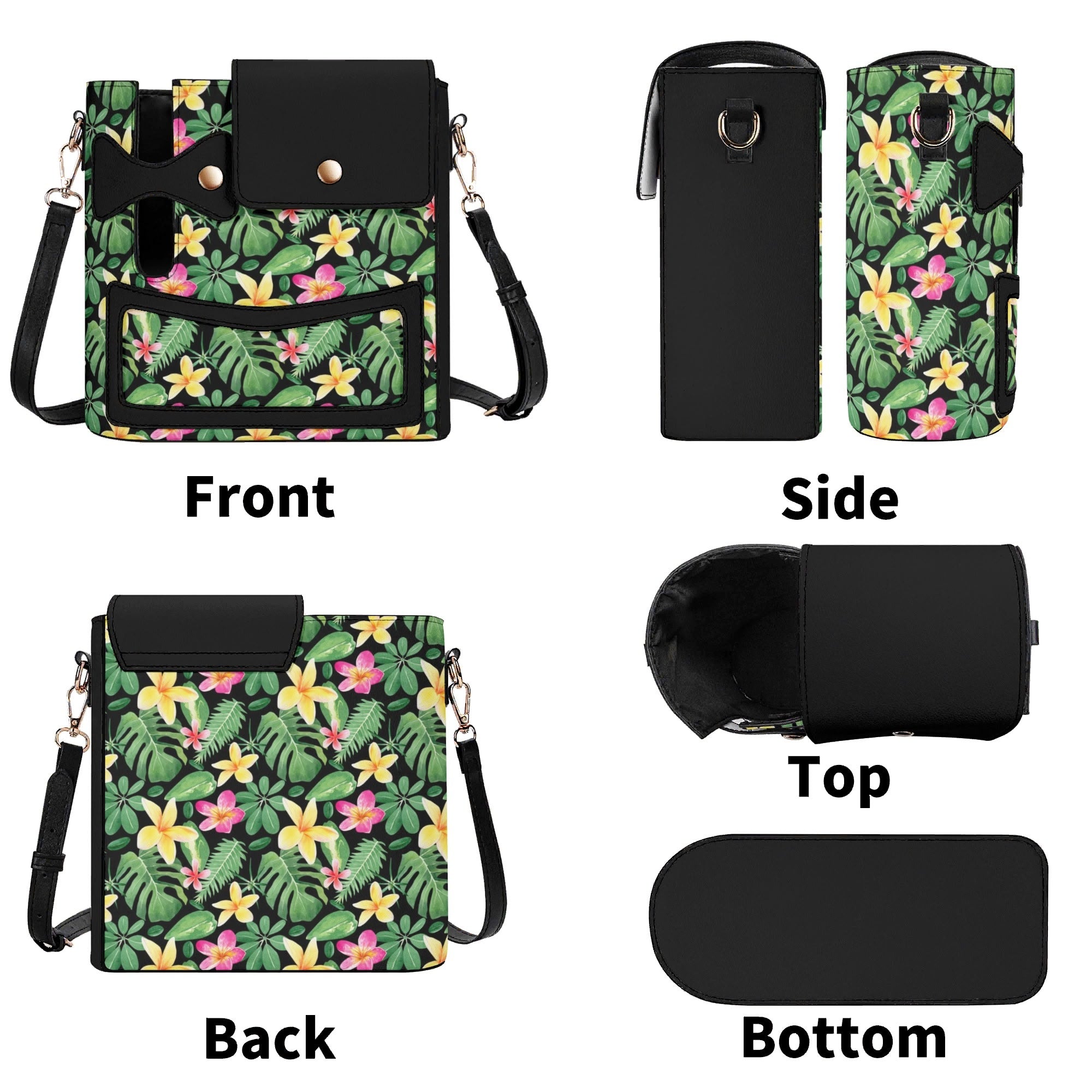 Frangipani Crossbody Water Bottle Storage Bag Water Bottle Storage Handbag Plants Printed Offshore