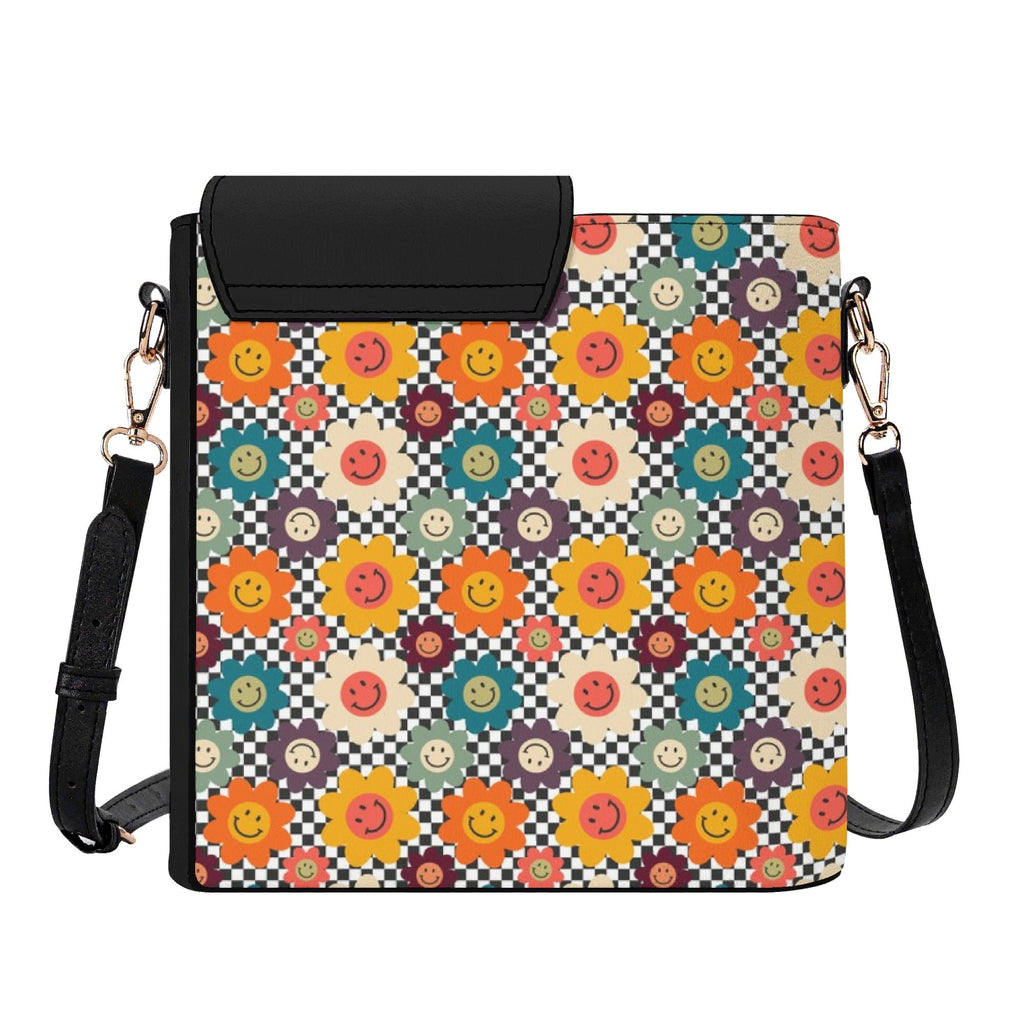 Happy Retro Flowers Crossbody Water Bottle Storage Bag Water Bottle Storage Handbag Printed Offshore Retro