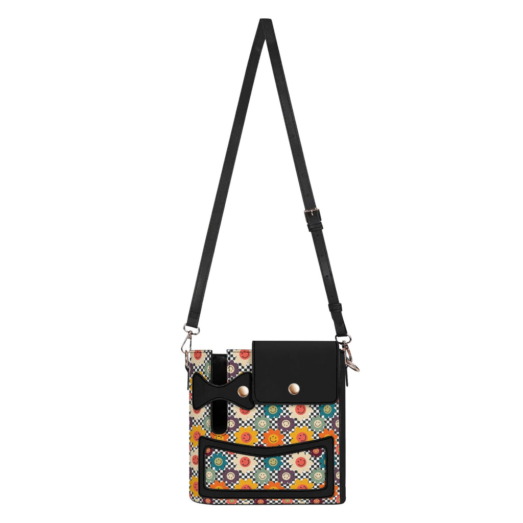 Happy Retro Flowers Crossbody Water Bottle Storage Bag Water Bottle Storage Handbag Printed Offshore Retro