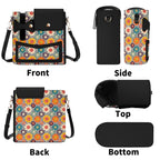 Happy Retro Flowers Crossbody Water Bottle Storage Bag Water Bottle Storage Handbag Printed Offshore Retro