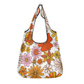 Retro Orange Flower 3 Pack of Foldable Shopping Bags Default Title 3-Pack Shopping Bags Plants Printed Offshore