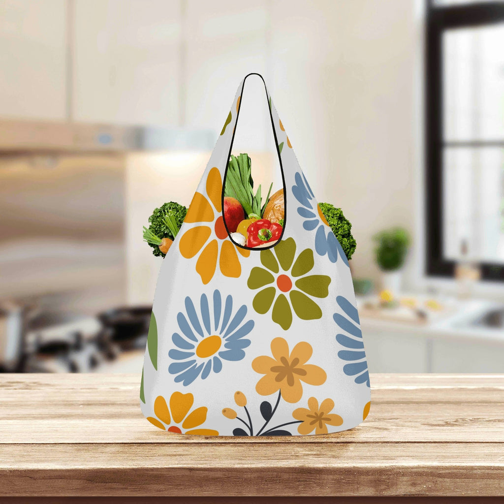 Boho Flowers 3 Pack of Foldable Shopping Bags 3-Pack Shopping Bags Plants Printed Offshore