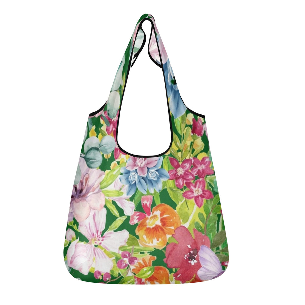 Bright Floral 3 Pack of Foldable Shopping Bags Default Title 3-Pack Shopping Bags Plants Printed Offshore