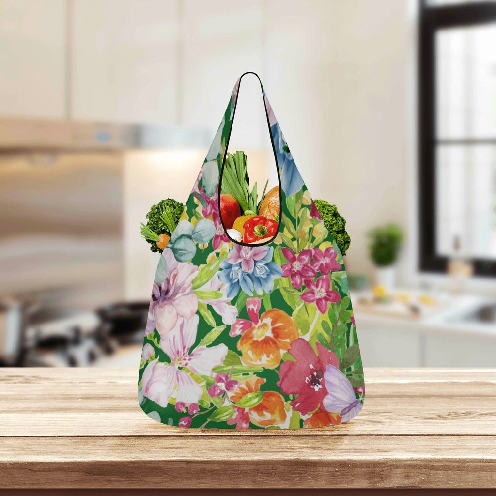 Bright Floral 3 Pack of Foldable Shopping Bags 3-Pack Shopping Bags Plants Printed Offshore