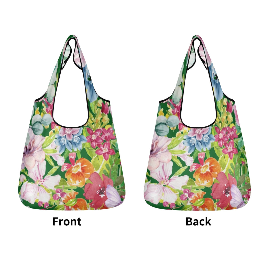 Bright Floral 3 Pack of Foldable Shopping Bags 3-Pack Shopping Bags Plants Printed Offshore