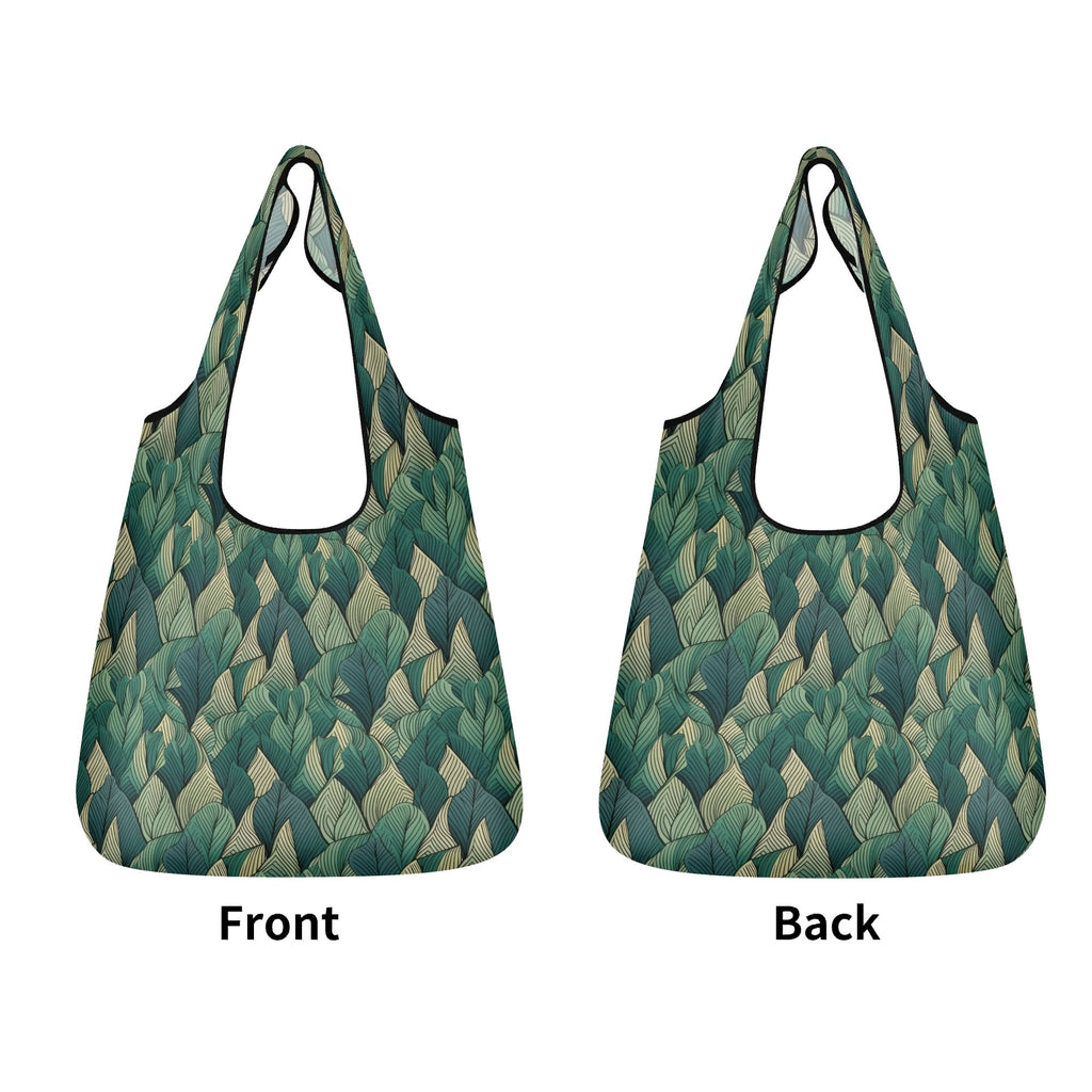 Leaf Pattern 3 Pack of Foldable Shopping Bags 3-Pack Shopping Bags Plants Printed Offshore