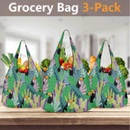 Bright Toucans 3 Pack of Foldable Shopping Bags 3-Pack Shopping Bags animal Printed Offshore