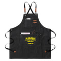 Personalised Best Father In The Galaxy Unisex Canvas Cross Back Chef Apron with Large Pockets Black Personalised Canvas Apron Dad Printed Offshore