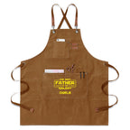 Personalised Best Father In The Galaxy Unisex Canvas Cross Back Chef Apron with Large Pockets Khaki Personalised Canvas Apron Dad Printed Offshore