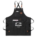 Personalised The Guitarfather Unisex Canvas Cross Back Chef Apron with Large Pockets Black Personalised Canvas Apron Dad Music Printed Offshore