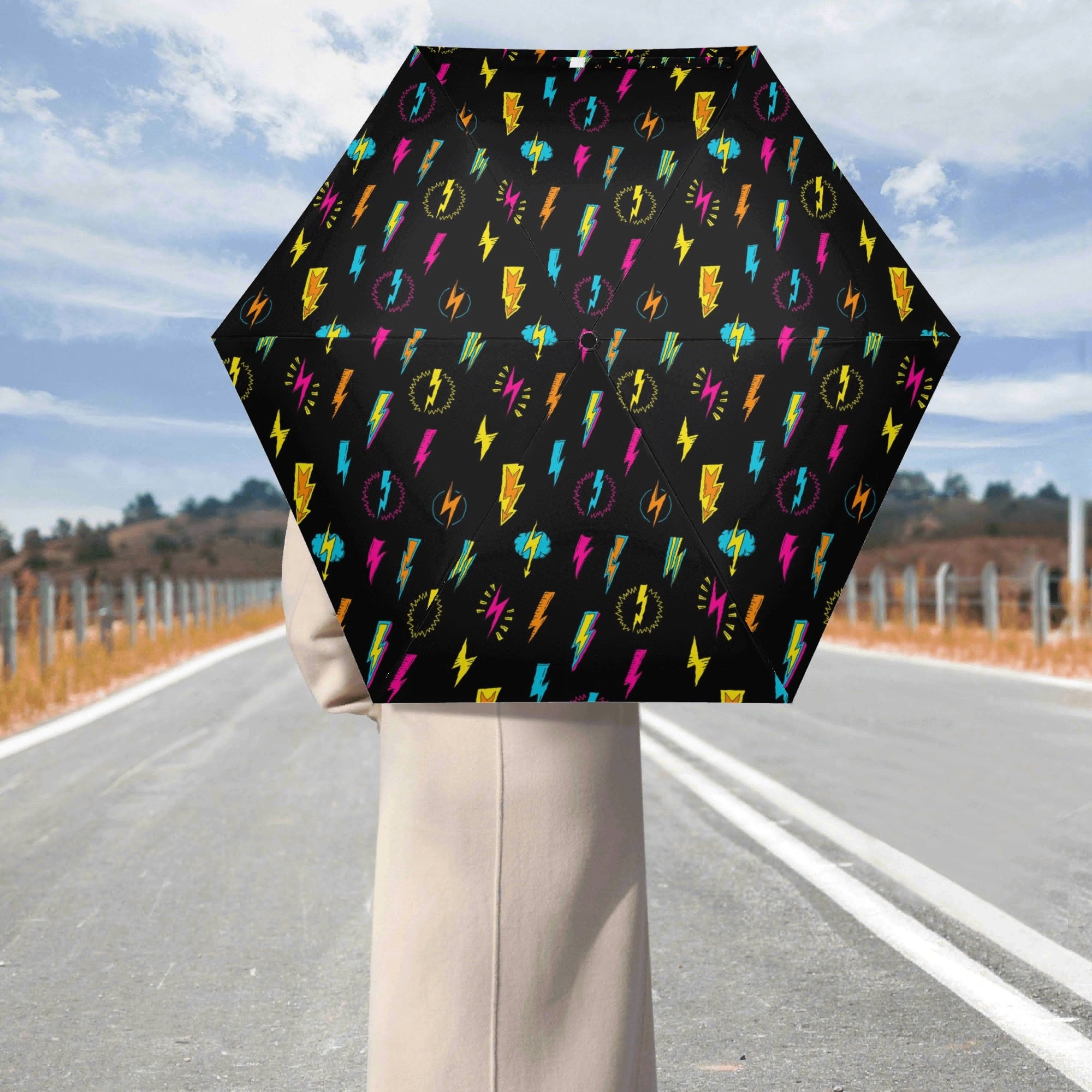 Fun Lightning Compact Automatic Umbrella Compact Automatic Umbrella comic Printed Offshore