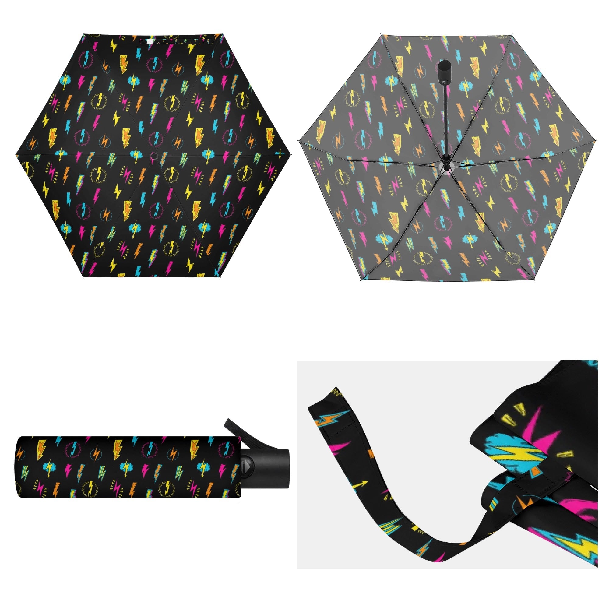 Fun Lightning Compact Automatic Umbrella Compact Automatic Umbrella comic Printed Offshore