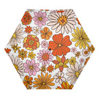 Vintage Orange Flowers Compact Automatic Umbrella Compact Automatic Umbrella Plants Printed Offshore Retro