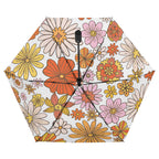 Vintage Orange Flowers Compact Automatic Umbrella Compact Automatic Umbrella Plants Printed Offshore Retro