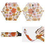 Vintage Orange Flowers Compact Automatic Umbrella Compact Automatic Umbrella Plants Printed Offshore Retro