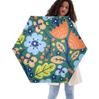 Retro Boho Flowers Compact Automatic Umbrella Default Title Compact Automatic Umbrella Plants Printed Offshore