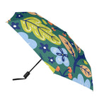 Retro Boho Flowers Compact Automatic Umbrella Compact Automatic Umbrella Plants Printed Offshore