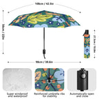 Retro Boho Flowers Compact Automatic Umbrella Compact Automatic Umbrella Plants Printed Offshore