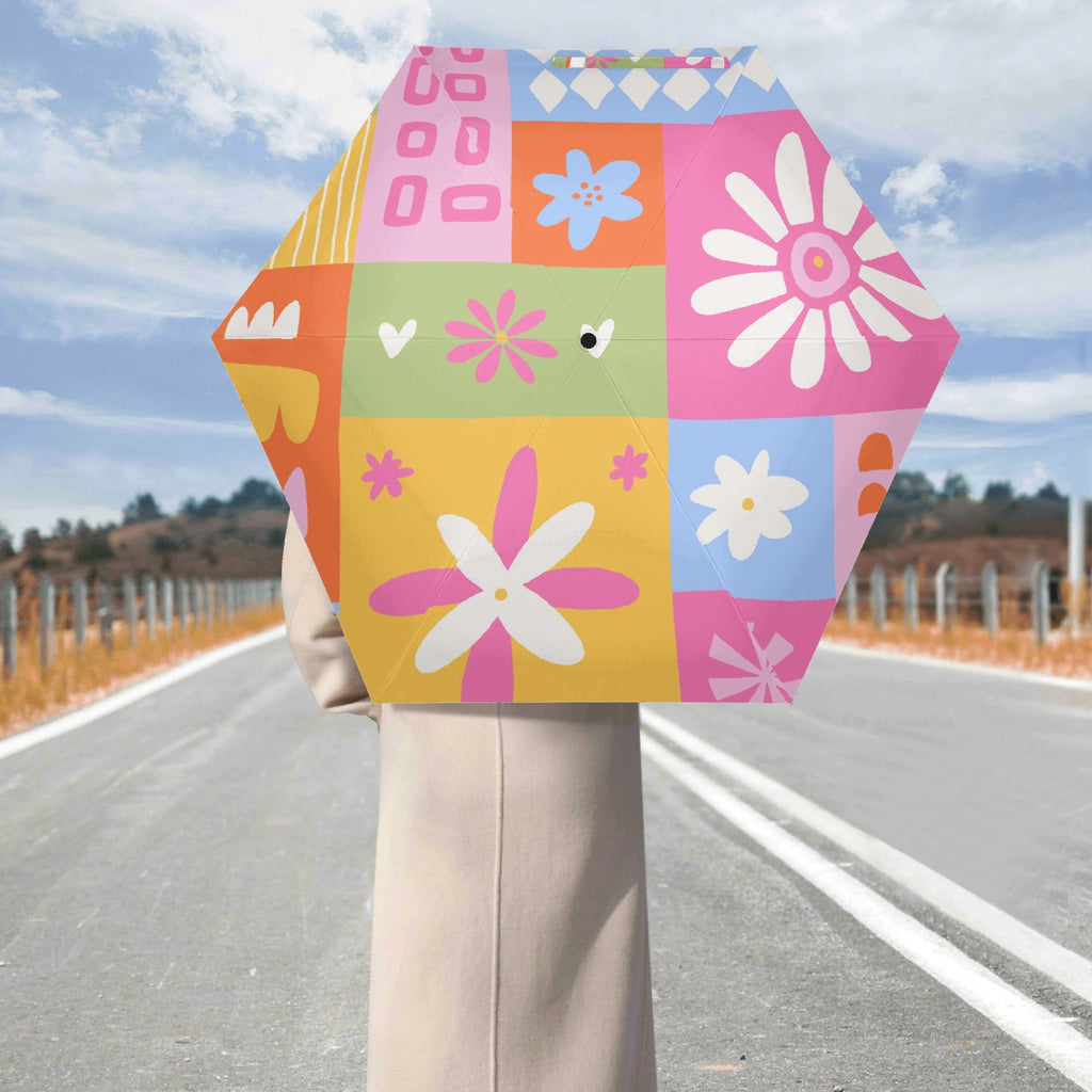 Flower Patchwork Compact Automatic Umbrella Compact Automatic Umbrella Plants Printed Offshore