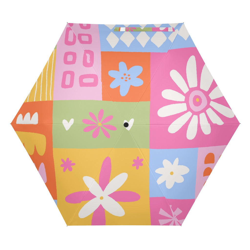 Flower Patchwork Compact Automatic Umbrella Compact Automatic Umbrella Plants Printed Offshore
