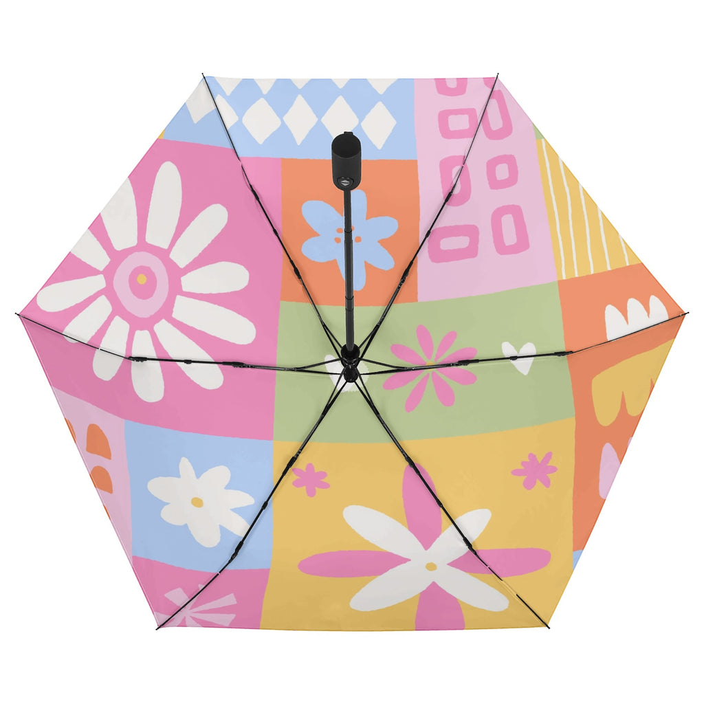 Flower Patchwork Compact Automatic Umbrella Compact Automatic Umbrella Plants Printed Offshore