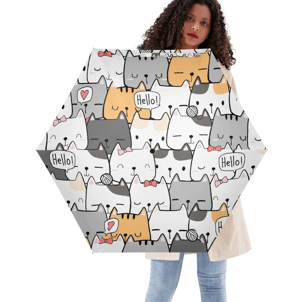 Cat Hello Compact Automatic Umbrella Default Title Compact Automatic Umbrella animal Printed Offshore