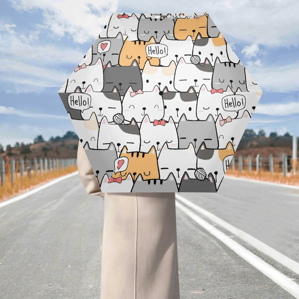 Cat Hello Compact Automatic Umbrella Compact Automatic Umbrella animal Printed Offshore