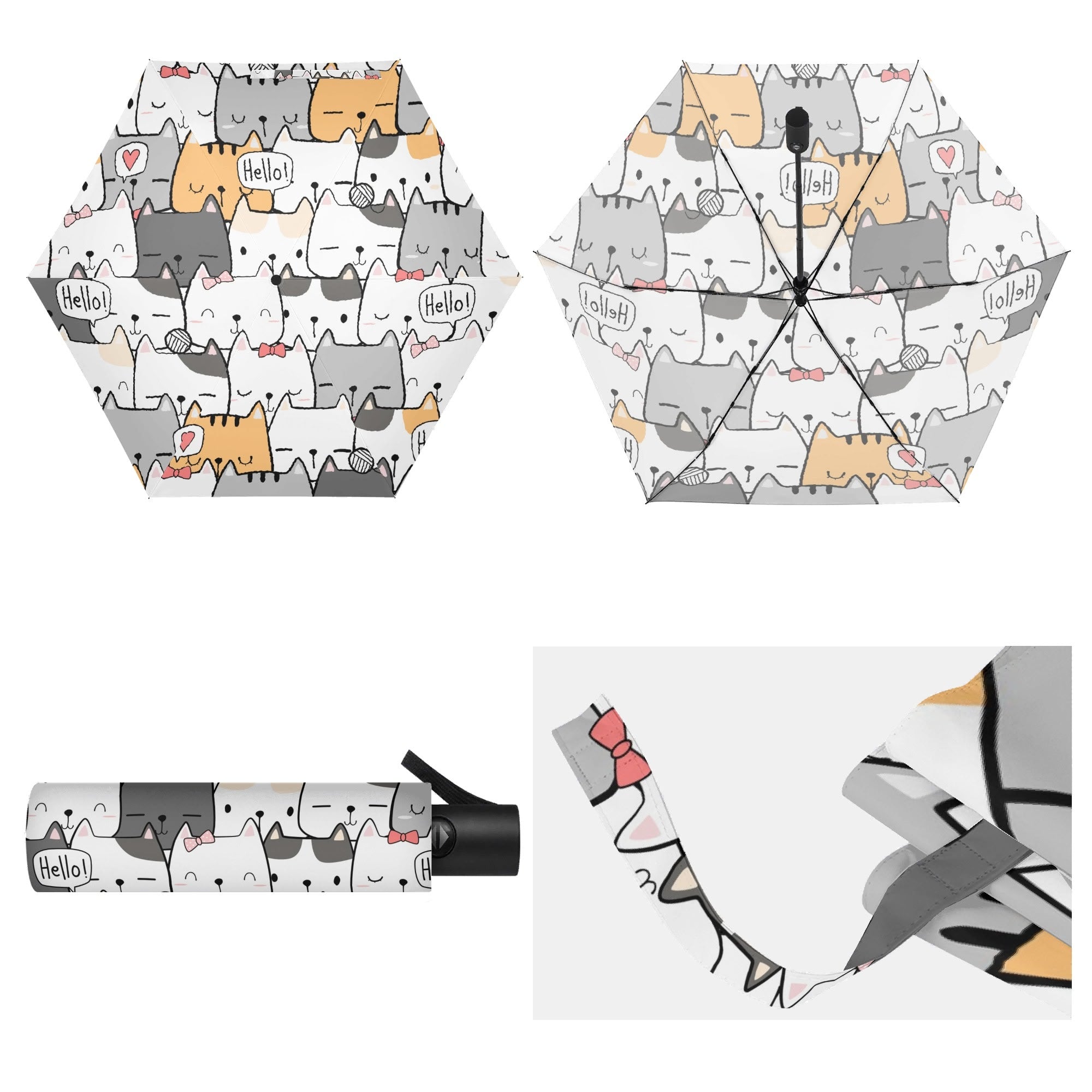 Cat Hello Compact Automatic Umbrella Compact Automatic Umbrella animal Printed Offshore