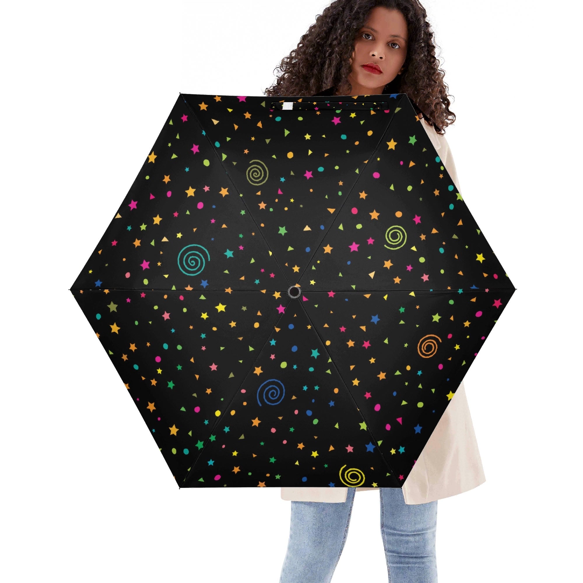Stars And Swirls Compact Automatic Umbrella Default Title Compact Automatic Umbrella Printed Offshore