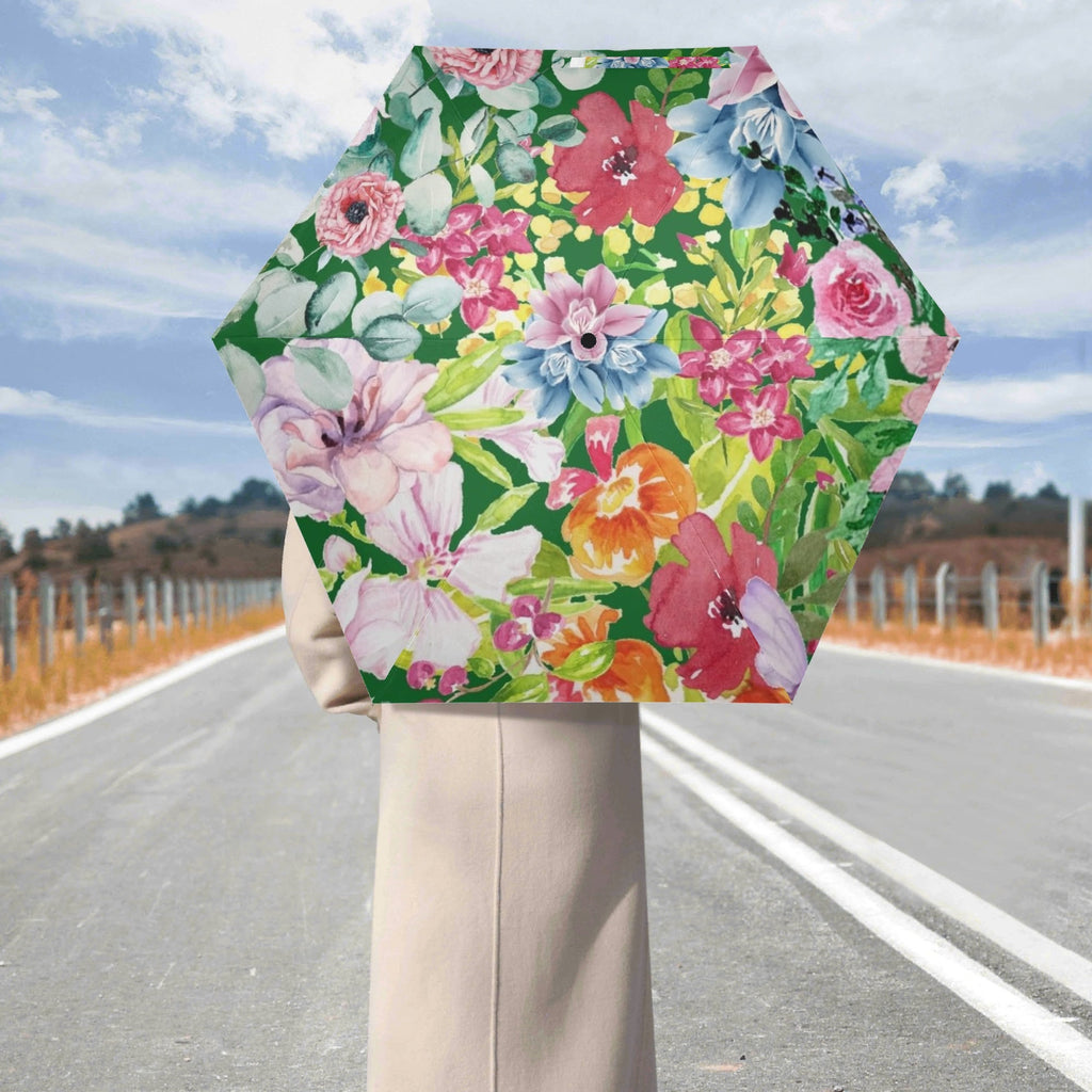 Bright Floral Compact Automatic Umbrella Compact Automatic Umbrella Plants Printed Offshore
