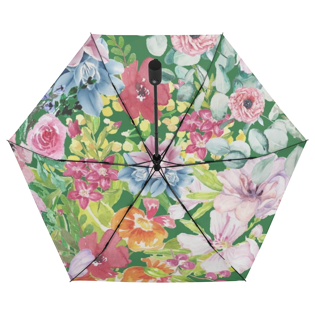 Bright Floral Compact Automatic Umbrella Compact Automatic Umbrella Plants Printed Offshore