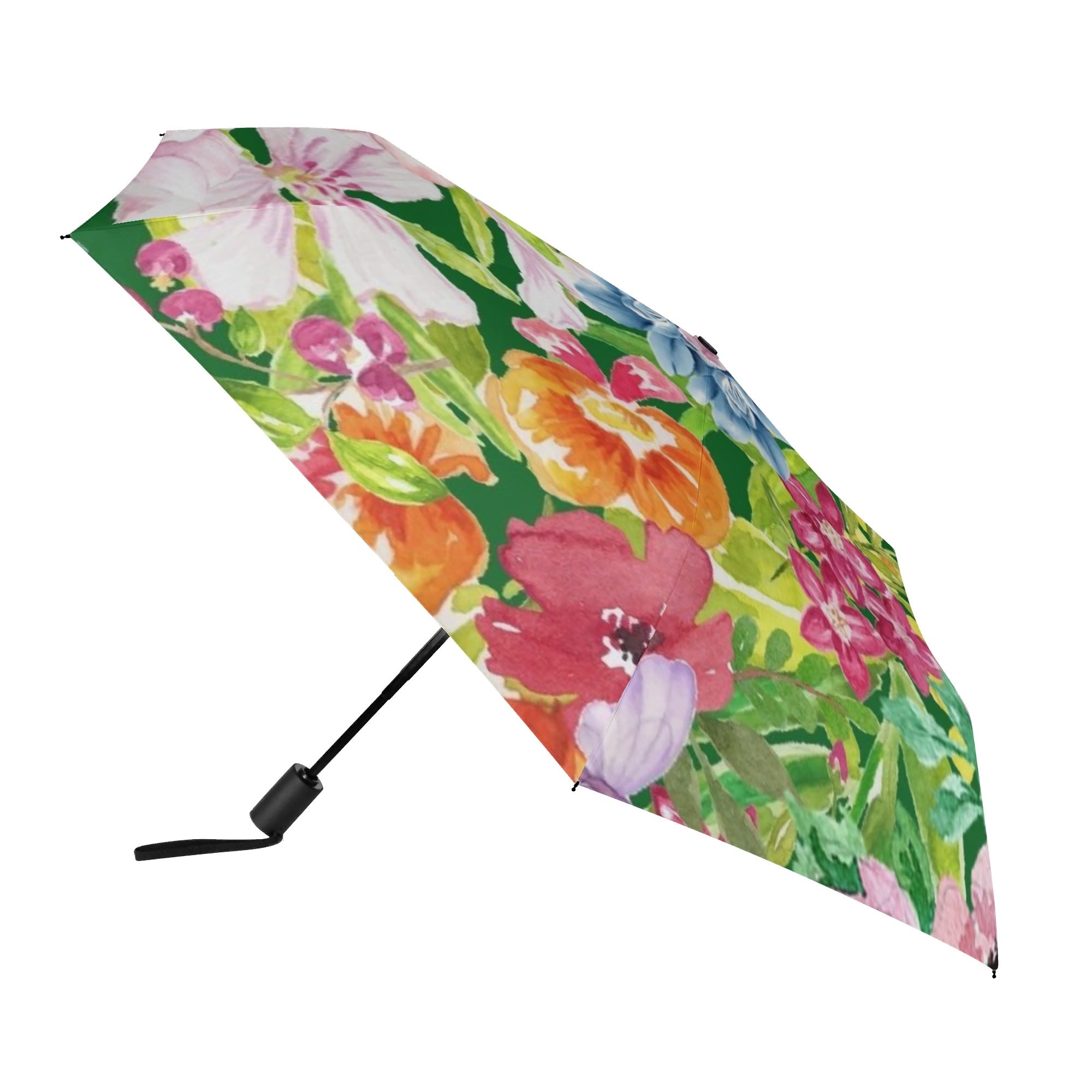 Bright Floral Compact Automatic Umbrella Compact Automatic Umbrella Plants Printed Offshore