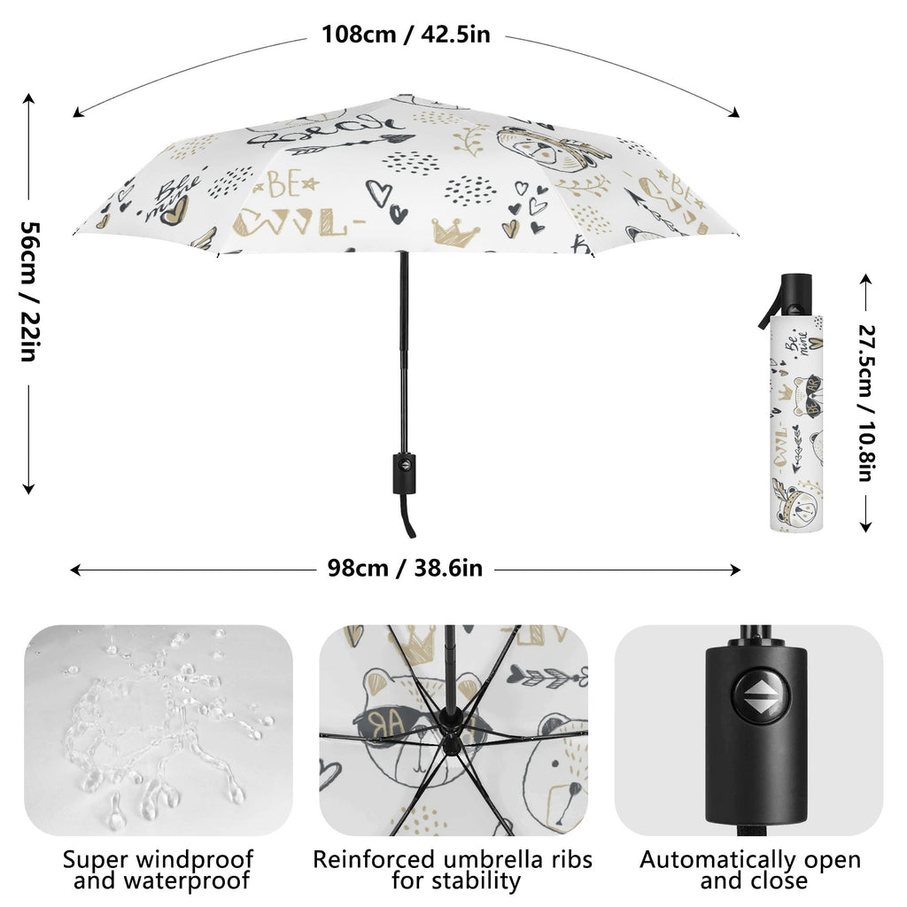 Bears Compact Automatic Umbrella Compact Automatic Umbrella animal Printed Offshore