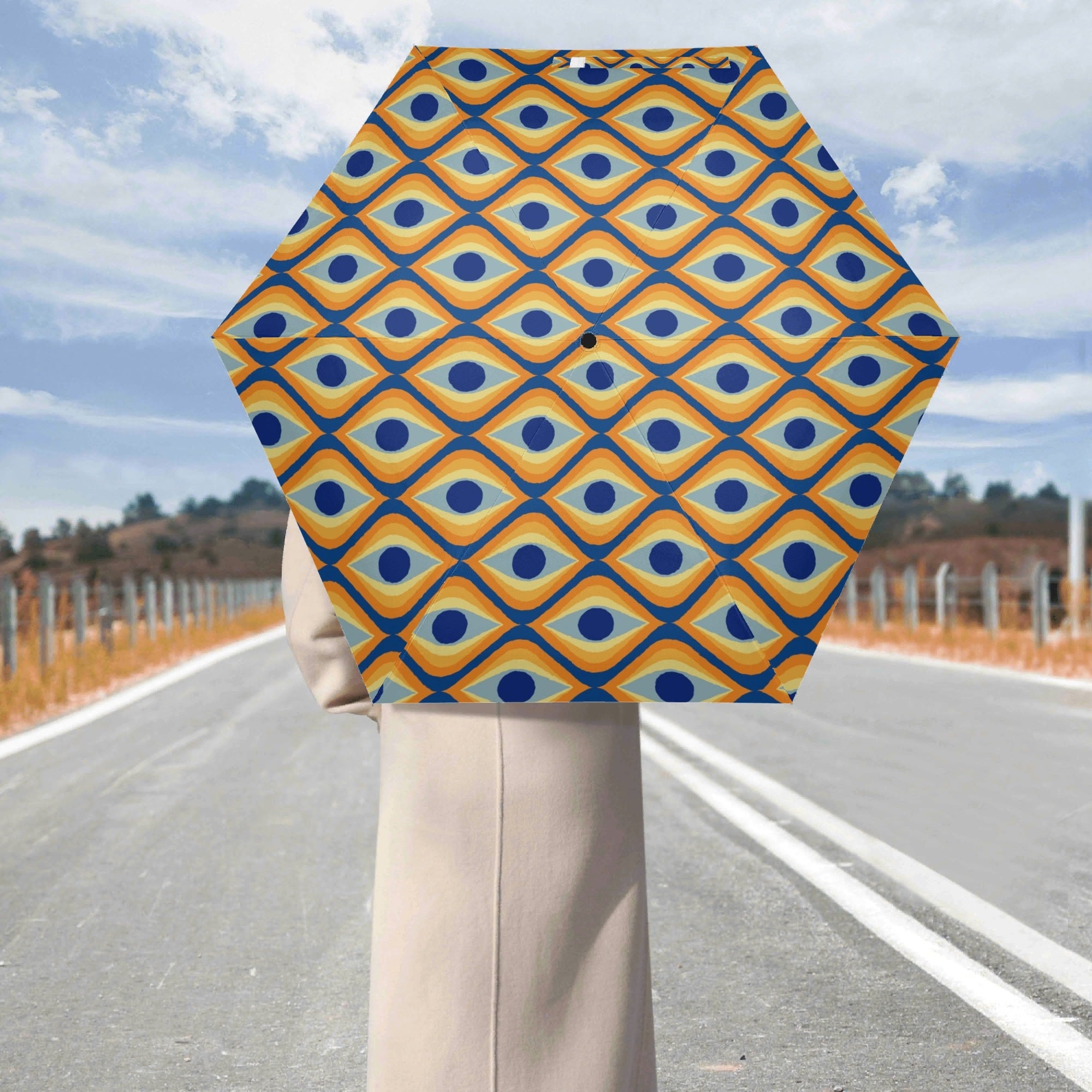 Retro Eyes Compact Automatic Umbrella Compact Automatic Umbrella Printed Offshore Retro