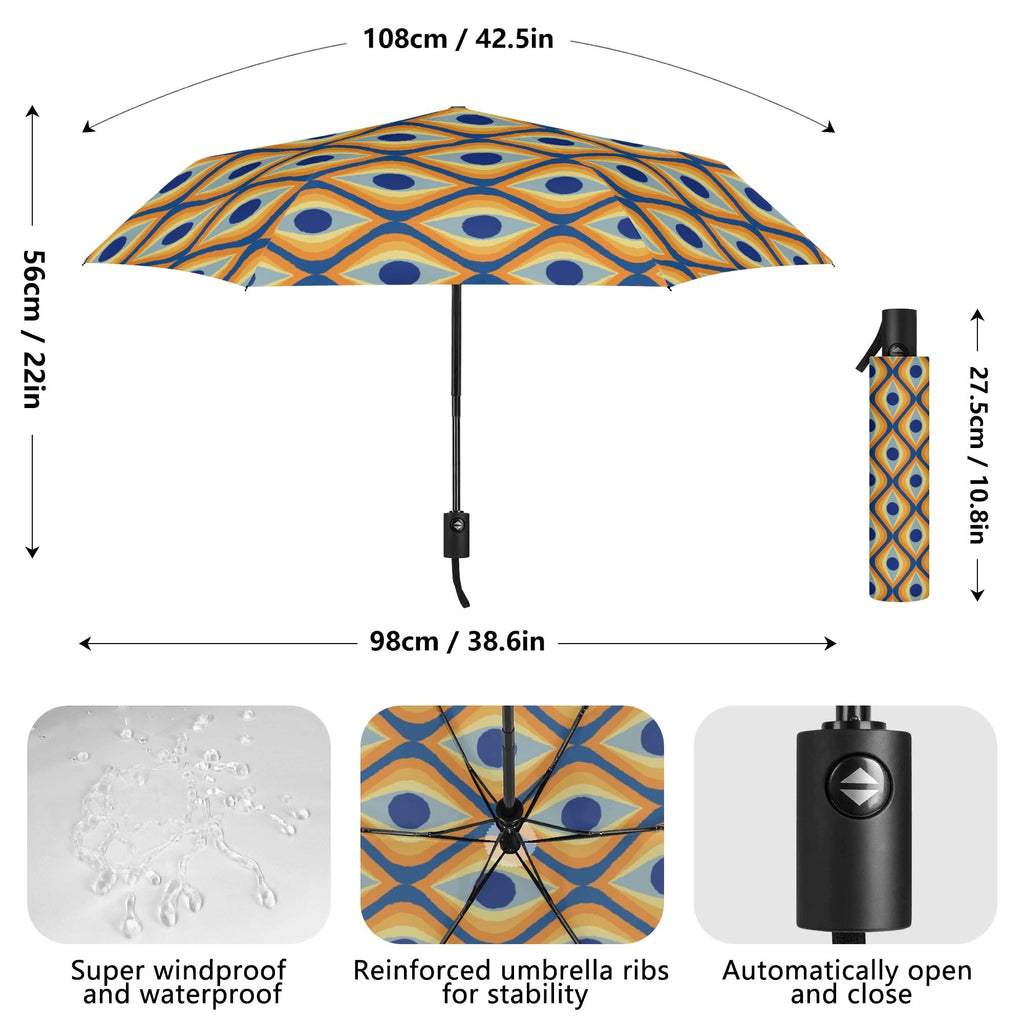 Retro Eyes Compact Automatic Umbrella Compact Automatic Umbrella Printed Offshore Retro