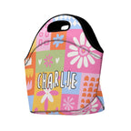 Personalised - Flower Patchwork - Neoprene Lunch Bag Personalised Neoprene Lunch Bags Plants Printed Offshore