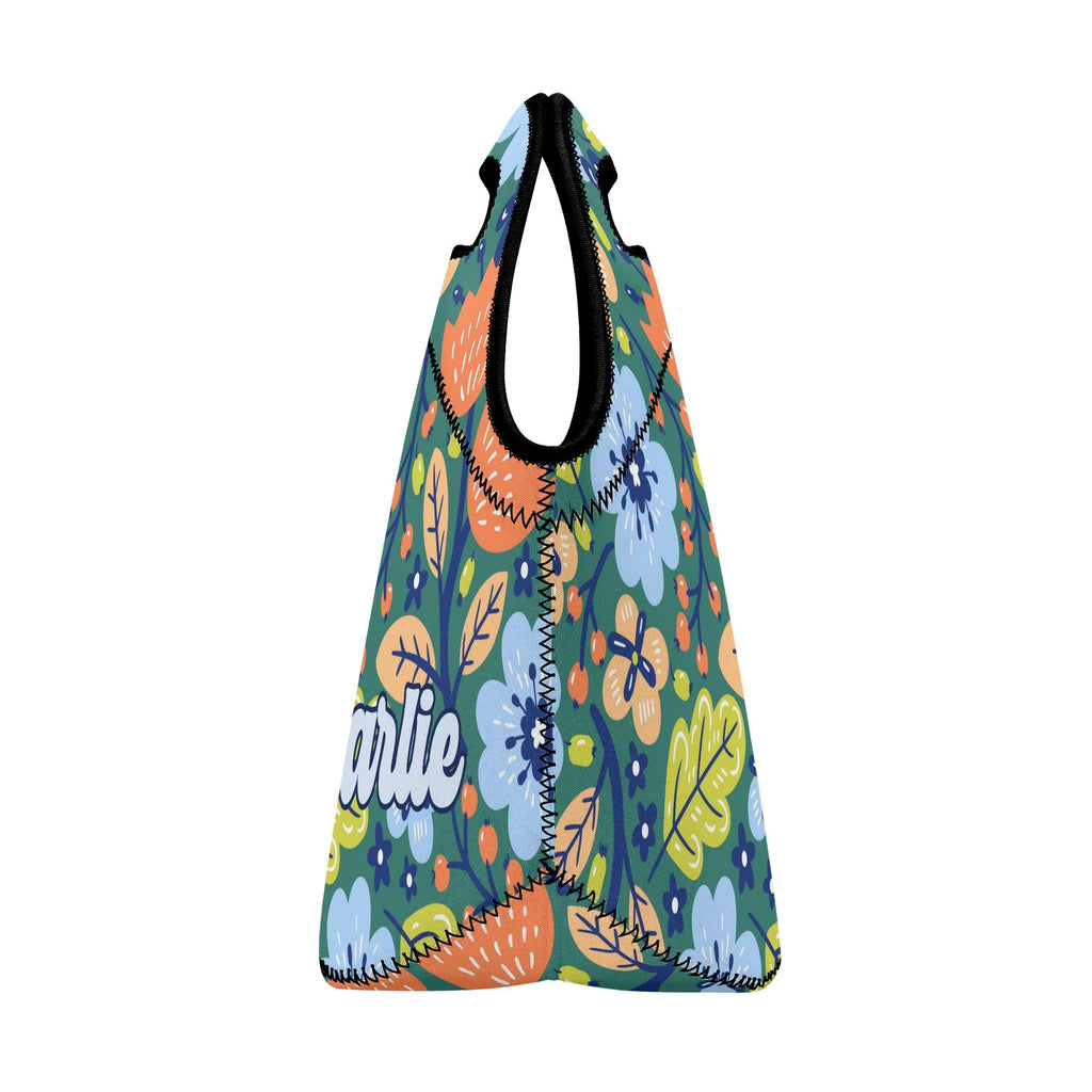 Personalised - Retro Boho Flowers - Neoprene Lunch Bag Personalised Neoprene Lunch Bags Plants Printed Offshore Retro