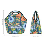 Personalised - Retro Boho Flowers - Neoprene Lunch Bag Personalised Neoprene Lunch Bags Plants Printed Offshore Retro