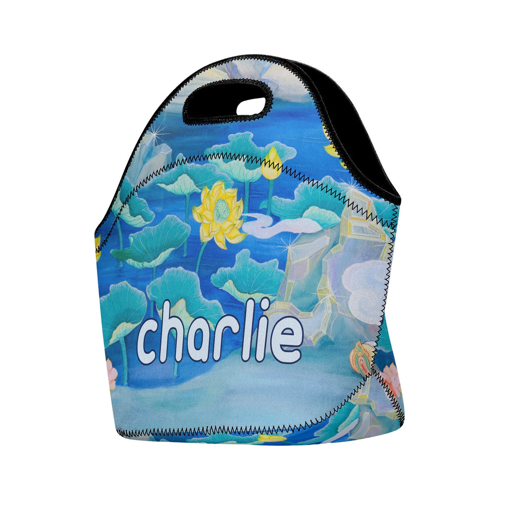 Personalised Water Flower Neoprene Lunch Bag Personalised Neoprene Lunch Bags Plants Printed Offshore