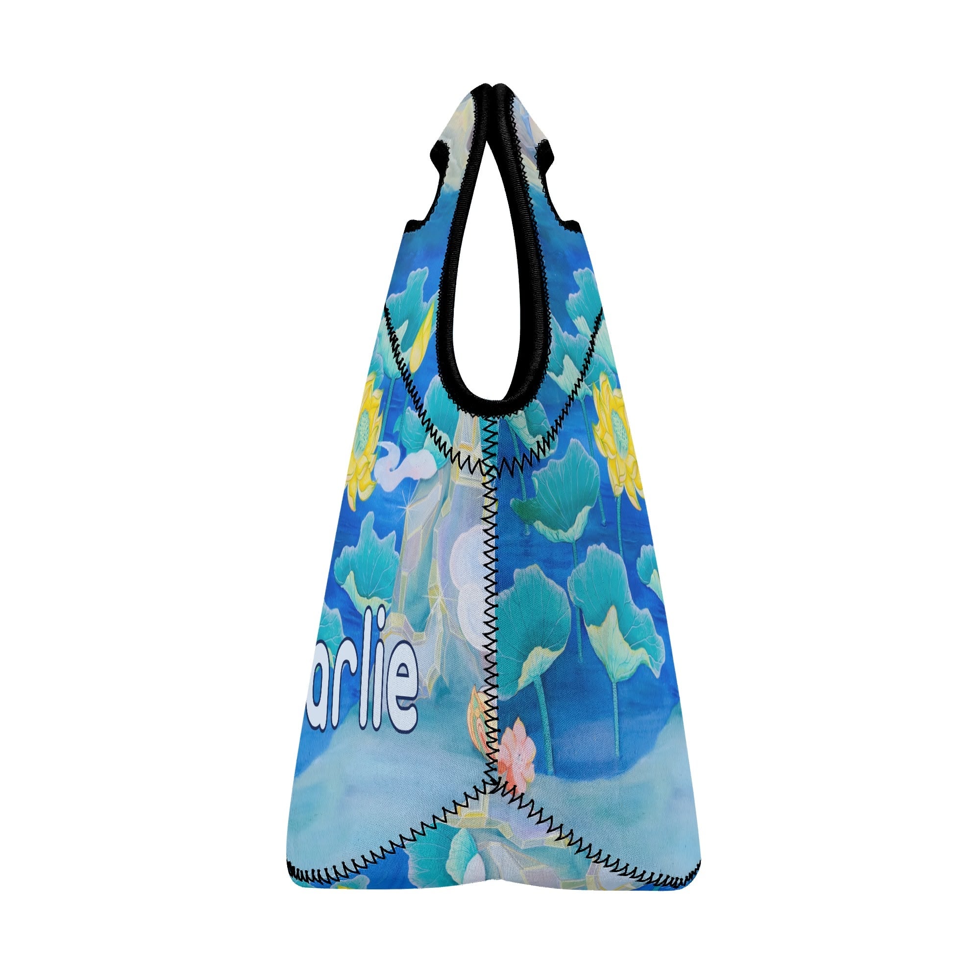Personalised - Water Flower - Neoprene Lunch Bag Personalised Neoprene Lunch Bags Plants Printed Offshore