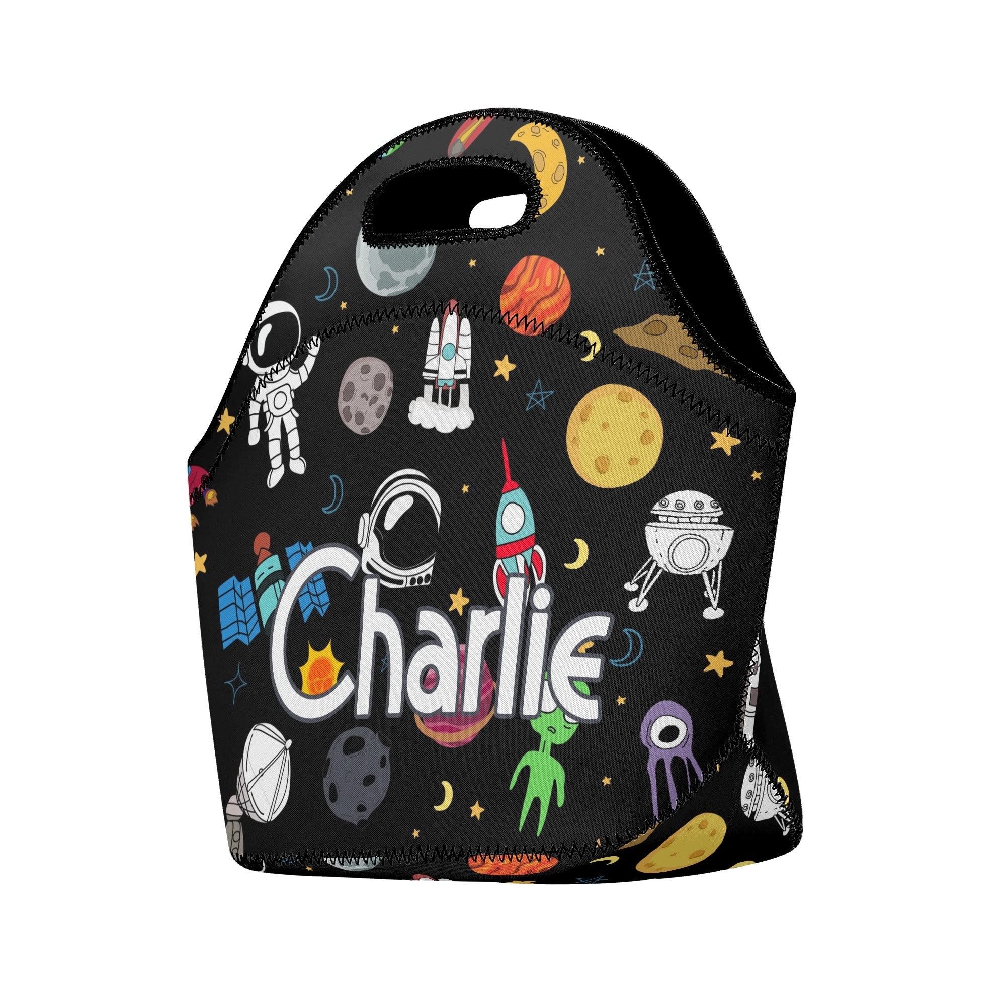 Personalised - Kids Space - Neoprene Lunch Bag Personalised Neoprene Lunch Bags Printed Offshore Space