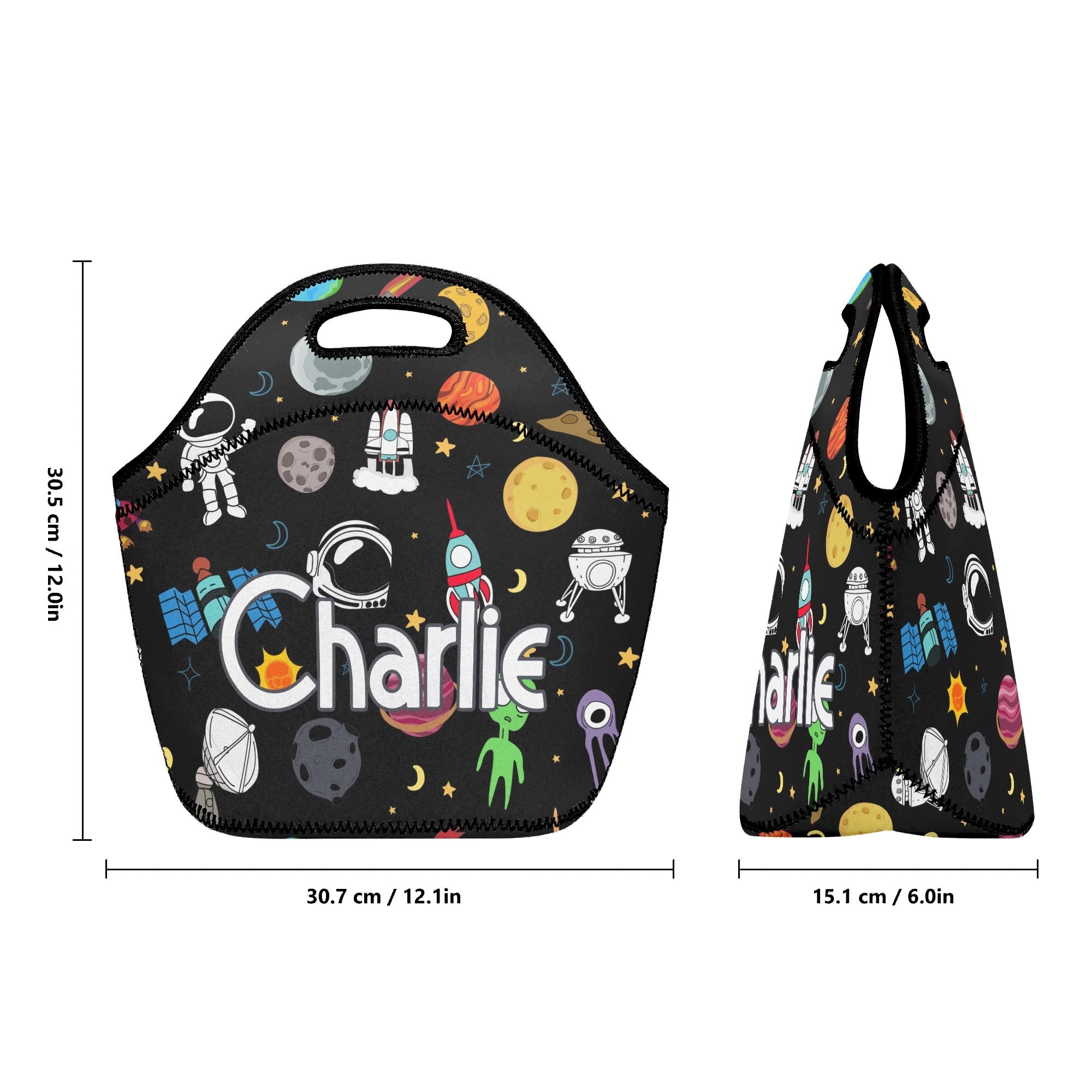 Personalised - Kids Space - Neoprene Lunch Bag Personalised Neoprene Lunch Bags Printed Offshore Space